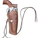 Western Express Leather Gun Holster for .38 Caliber and .357 Caliber Revolvers(Right Handed) Hand Tooled Brown
