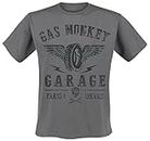 Gas Monkey Garage GMG Pneumatici Ricambi Servizio T-Shirt, Grigio (Carbone), M Uomo