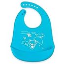 BUMTUM Baby Siliconebibs | Baby Bib for Feeding & Weaning Babies & Toddlers | Waterproof, Washable & Reusable|Non Messy Easy Cleaning, Adjustable Neckline with Buttons(Blue)
