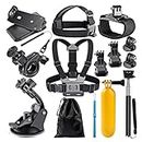 Yantralay 15 in 1 Hero Accessories Kit for Cameras - Compatible with Hero 12/11/10/9/8/7/6/5 - Insta 360 One R/RS/Osmo Action 3 & 4 - Includes Selfie Monopod, Straps, Mounts & More