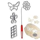 gnacs Bunuelos Mold with Wooden Handle, Detachable Rosette Maker, Rosette Timbale Iron Set, Aluminum Bunuelos Cookie Maker Mold, Achappam Mold for Kitchen Baking Cooking