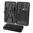 Manicure Set, 18 in 1 Professional Pedicure Kit Stainless Steel Personal Care Nail kit Manicure Portable Nail Clipper Set Tools with Travel Case(Black)