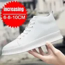 PDEP Men's White Shoes with Inner Height Increase 10cm Zapatos Para Hombres Casual Invisible Lift