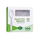 [100 Pack] Heavyweight Disposable Clear Tea Spoons - Engraved Design…