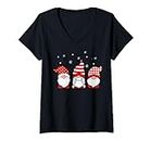 Christmas Gnomes for Women Happy Christmas Day T-Shirt avec Col en V