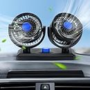 WIOR Car Portable Cooling Fan, 12V/24V Car Fan Dual Head Fan With 2 Speed Adjustable 360 Degree Rotation Electric Cooling Fan with Cigarette Lighter, Cooling Fan for Car Truck Van SUV
