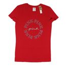 Womens Victoria's Secret PINK Bling Logo Sparkle Detail Tee Vibrant Red 26585299