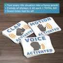 60pcs Prank Stickers: Funny Stickers For Hilarious Practical Jokes, Fake Voice, Motion, And Clap Activated Sign Tags, Gag Novelty Stickers For Vending Machines And Doors, Joke Gag Gift Tags