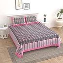 UniqChoice Pink 100% Cotton King Size Bedsheet with 2 Pillow Cover (INFNTE-02-Pink)