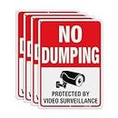 GicnKeuz No Dumping Signs Private Property, 10 x 7 Inches Video Surveillance Protected, Violators Will Be Prosecuted Signs, Reflective Aluminum, Fade Resistant, Easy to Mount (4-Pack)