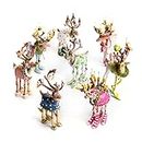 MacKenzie-Childs Patience Brewster Dash Away Miniature Reindeer Ornament Set, Holiday and Christmas Decorations for Home