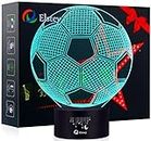 Elstey Soccer 3D LED Night Light Touch Table Desk Optical Illusion Lamps, 7 Color Changing Lights with Acrylic Flat & ABS Base & USB Charger