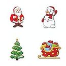 Bhai Please Santa Claus, Sleigh, Snowman and Christmas Tree Wooden Fridge Magnet (Pack of 4 pcs, one pc Each Design) Christmas Decorations and Gifts - Secret Santa Gift