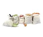 Clean Planet Eco Veggie Natural Cotton Vegetable Storage Bag for Fridge,vegetable bag for shopping- Eco-Friendly, Non-Toxic, Multipurpose (Natural Set of 6, 2 Large - 13"x15", 4 Regular - 10"x12")