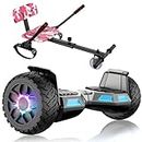SISIGAD Hoverboard go Kart Seat,8.5" Off Road Hoverboards with LED Lights, All Terrain Hoverboards, Self Balancing Scooter with Bluetooth Speaker,Music Hoverboard Go Kart Bundle