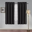 Hiasan Black Curtains 63 Inches Length with Rod Pocket, Thermal Insulated Blackout Window Curtains 2 Panels for Living Room/Kitchen/Dining Room, 42 Inches Width