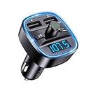ORIA Bluetooth FM Transmitter for Car, [Upgraded] Wireless in-Car Radio Adapter Car Kit, Universal Car Charger with Dual USB Charging, Hands-Free Calling, Music Player Supports TF Card & USB Disk