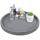 MyGift 16 Inch Round Modern Gray Concrete Vanity Display Tray, Bathroom Countertop Decorative Storage Organizer for Jewelry, Cosmetics, Toiletries and Candles