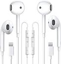 2 Pack Earbuds for iPhone Headphones Wired Lightning Earphones [MFi Certified] Built-in Microphone & Volume Control Headsets Compatible for iPhone 14/13/12/11/XR/XS/X/8/7/SE/Pro/Pro Max