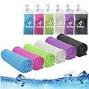 Cooling Towel,Vofler 6 Pack Cool Towels Microfiber Chilly Ice Cold Head Band Bandana Neck Wrap (40"x 12") for Athletes Men Women Youth Kids Dogs Yoga Outdoor Golf Running Hiking Sports Camping Travel