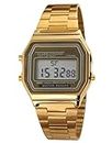 Acnos® Premium Brand Vintage Series Digital Sports Square Gold Dial LED Unisex Stainless Steel Strap Watch for Men's Watch for Women's Watch
