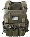 Crusader 2.0 Tactical Molle Quick Release Buckles Vest with Side Cummerbund Pouches and Triple mag Pouch (Ranger Green)