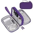 FYY Electronic Organizer, Travel Cable Organizer Bag Pouch Electronic Accessories Carry Case Portable Waterproof Double Layers All-in-One Storage Bag for Cable, Cord, Charger, Phone, Earphone Purple