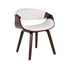 Fohfurniture Elegant White PU Leather Bentwood Dining Chairs for Home Office and Kitchen, Modern Upholstery Dining Room Chairs for Living Room and Study