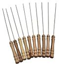 SITOLO Barbeque Stick for BBQ Tandoor and Grill, Stainless Steel Stick with Wooden Handle BBQ Stick Needles Outdoor Camping Outings Cooking Tools (8 Pcs)