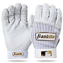 Franklin Sports MLB Baseball Batting Gloves - Pro Classic Batting Gloves for Baseball + Softball - Adult Men's + Youth Batting Glove Pairs - White + Gold - Adult X-Large