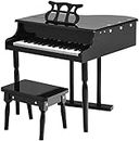 GLACER Classical Kids Piano, 30 Keys Wood Toy Grand Piano w/Bench Music Stand Full-Size Keys, Charming Tones & Sounds, Musical Instrument Educational Toy for Girls and Boys