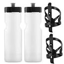 Strong 50 Bike Bottle Holder with Water Bottle – 2 Pack – 22 oz. BPA Free Bicicletta Borraccia a Pressione e plastica Durevole Holder Cage- Made in USA, Clear