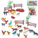 Storio 31pcs Animal Figure Toy Set | Includes Farm and Jungle Animal Playsets with an Artificial Tree and Fencing | Ideal for Birthday and Return Gifts | Educational Toyset for Kids Ages 3 and Up