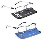 ESPERTO READERS Wood Reading Glasses - Blue Cut Lens With Antireflection & Ultra Light Weight For Men & Women +1.00 to +3.00 Power 2 Pcs Combo - Blue & Black (+1.00)