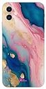 Gift Minister Soft Designer Mobile Case for Apple iPhone 11 Back Cover Pink - Blue Smoothly Blend Gold Watercolor Marble Paper Texture Pleasant Vibes Smooth Art Dreamy Depictions 1Pcs 1701X
