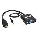 pibox India HDMI to VGA with Audio, Gold-Plated Male to Female VGA for Computer, Desktop, Laptop, PC, Monitor, Projector, HDTV, Raspberry Pi, Media Players, Xbox Black [NOT for VGA to HDMI]