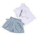 Top Girl Shirt Girls Bow Kids Cute Shorts Set Pattern Grid Clothing Clothing Girls Outfit & Set à manches courtes bébé, Blanc., 5 ans