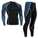 Mens Compression Tights and Shirts Long Sleeve Quick Dry Running Fitness Suits
