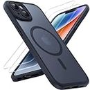 TOCOL 3 in 1 Magnetic for iPhone 14 Case, Upgraded [Full Camera Protection] with 2 Screen Protector, Fit for MagSafe, [Military Grade Drop Tested] Slim Translucent Matte Back Cover 6.1 inch, Black