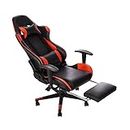 Panana Gaming Chair Racing Gas Lift Swivel High Back Ergonomic Chair with Lumbar Support & Footrest (Red)