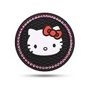 2Pcs Suit of Car Cup Holder Coasters, 2.75-Inch Car Interior Accessories, Hello Kitty Bling Cup Holder Insert Durable Non Slip Silicone Mat for All Vehicles,Pink