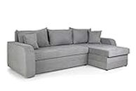 Honeypot Sofabed - Kris Universal Corner Sofa Bed with Storage - Grey Fabric Couch with Pull Out Double Sofa Bed | Setup Included | Made in EU | Built to Last (Grey)