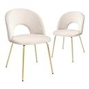 CangLong Velvet Seat Chair with Metal Legs for Kitchen Dining Room, Pack of 2. Beige, Foam, Set of 2, 2 unità