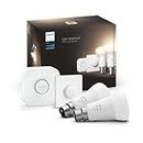 Philips Hue White Starter Kit: Smart Bulb Twin Pack LED [B22 Bayonet Cap] incl. Bridge and Dimmer Switch - 1100 Lumens (75W equivalent). Works with Alexa, Google Assistant and Apple Homekit