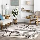Leesentec Area Rugs Soft Modern Rug Carpet Geometric Stripe Rug Non Slip Cashmere Rug for Bedroom Living Room Floor Mat(Beige, 160 * 200cm)