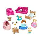 Li’l Woodzeez – Lil Woodzeez – Dollhouse Furniture Set – Animal Figurines – Sofa, Crib & Miniature Toys – Kids 3 Years + – Living Room & Nursery Set - Deluxe