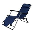 ANH MART Stainless Steel Outdoor Textilene Adjustable Zero Gravity Folding Reclining Lounge Chair With Pillow For Full Body Support Material No-Back-Acched (Dark Blue)
