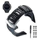 JTMM Suunto Ambit Watch Band Strap, Soft Black Rubber Replacement Watch Band Strap Watch Accessory For Suunto Ambit 1/2/2S/2R/3 Sport/3 Run/3 PEAK, Silver Clasp, Free Tool and Screws Included
