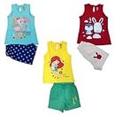 LuvLap Sleeveless Girls Top & Shorts Set, For Baby, Infants & Toddlers, Multicolour, 100% Cotton, Baby Girl Dress, Baby Girl Clothes, Kids Clothing, Pack Of 3, 12 to 18 months