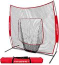 PowerNet Baseball Softball Practice Net for Hitting and Throwing with 7x7 Bow Fr